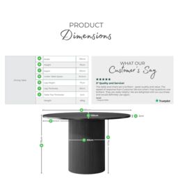 FurnitureboxUK Penrose 120cm Round Wooden Pedestal Dining Table in Black - thumbnail 9