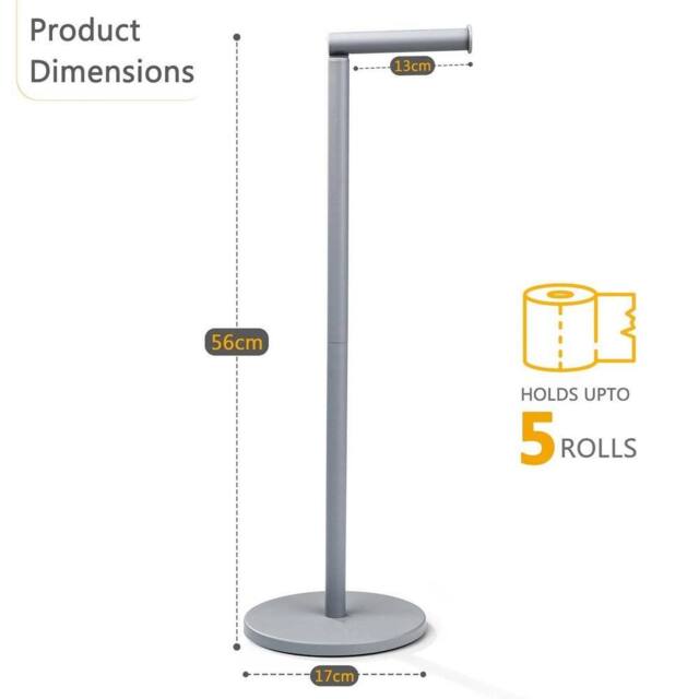 FLAVORA Grey2 in 1 Toilet Paper Holder Bathroom in Grey - Size: 180 cm width x 180 cm drop - image 1