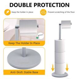 FLAVORA Grey2 in 1 Toilet Paper Holder Bathroom in Grey - Size: 180 cm width x 180 cm drop - thumbnail 4