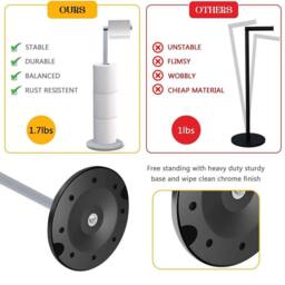FLAVORA Grey2 in 1 Toilet Paper Holder Bathroom in Grey - Size: 180 cm width x 180 cm drop - thumbnail 3