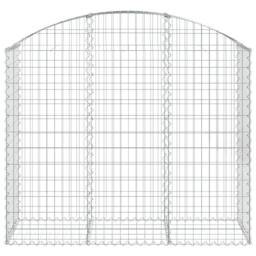 Berkfield Home Decorative Arched Gabion Basket 150x50x120/140 cm Galvanised Iron in Silver - thumbnail 1