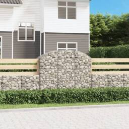 Berkfield Home Decorative Arched Gabion Basket 150x50x120/140 cm Galvanised Iron in Silver - thumbnail 2