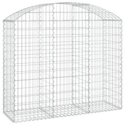 Berkfield Home Decorative Arched Gabion Basket 150x50x120/140 cm Galvanised Iron in Silver - thumbnail 3
