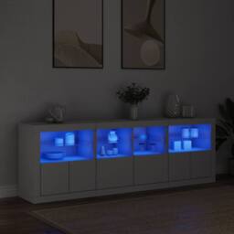 Berkfield Home Sideboard with LED Lights White 202x37x67 cm - Size: 202 x 37 x 67 cm - thumbnail 2