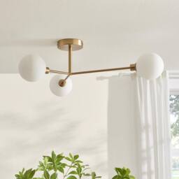 FurnitureboxUK Martha 3 Frosted Glass Globes Ceiling Light in Gold - thumbnail 4