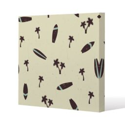 Benjamin Tate Design Surf Board & Palm Silhouettes (Canvas Print) / 127 x 127 x 4cm in Natural - Size: 127 x 127 x 4 cm - thumbnail 1