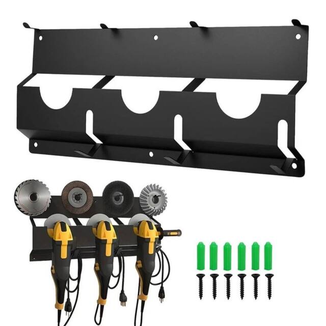 Hinsinc Wall Mount Metal Angle Grinder Storage Rack in Black - Size: 10000mm x 520mm - image 1