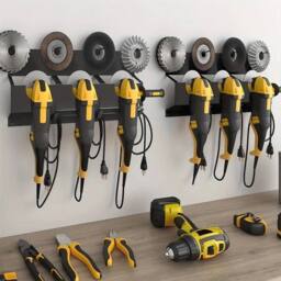 Hinsinc Wall Mount Metal Angle Grinder Storage Rack in Black - Size: 10000mm x 520mm - thumbnail 4