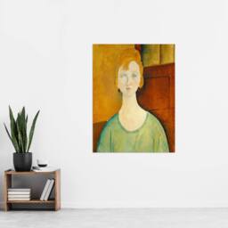 "Artery8 Green Blouse Portrait Modigliani Vintage Wall Art Print Poster in Brown - Size: W18"" x H24""" - thumbnail 4