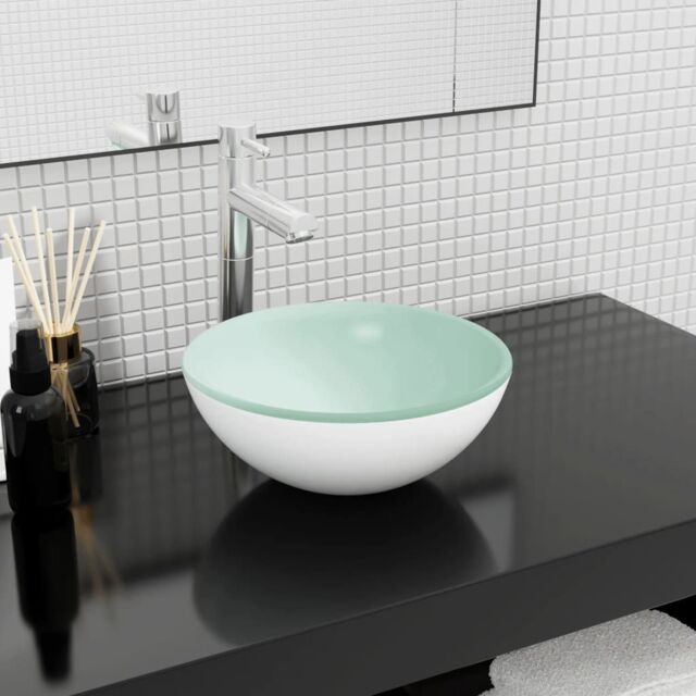 Berkfield Home Basin Tempered Glass 30x12 cm White - image 1