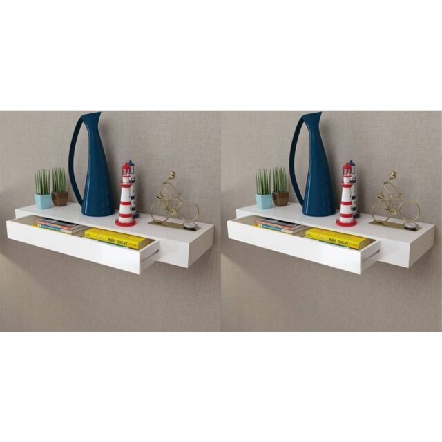 Berkfield Home Floating Wall Shelves with Drawers 2 pcs White 80 cm - image 1