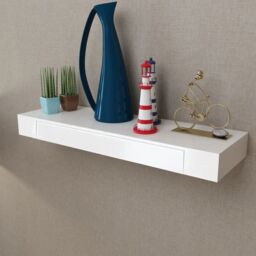 Berkfield Home Floating Wall Shelves with Drawers 2 pcs White 80 cm - thumbnail 3