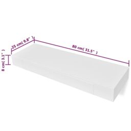 Berkfield Home Floating Wall Shelves with Drawers 2 pcs White 80 cm - thumbnail 6