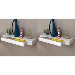 Berkfield Home Floating Wall Shelves with Drawers 2 pcs White 80 cm - thumbnail 1