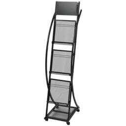 Berkfield Home Magazine Rack 40x32x131 cm Black A4 - Size: 40 x 32 x 131 cm - thumbnail 2