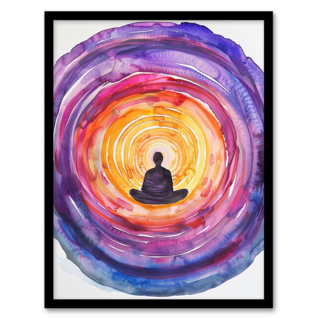 "Artery8 Chakra Purple Orange Energy Vortex Meditation Framed Wall Art - Size: W12"" x H16""" - image 1