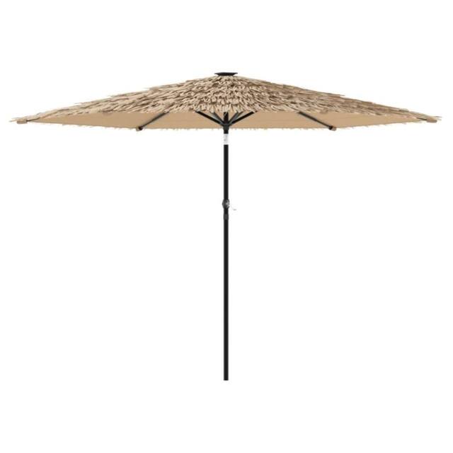 Berkfield Home Garden Parasol with LEDs & Steel Pole Brown 288x288x225 cm in Tan - Size: 288 x 288 x 225 cm - image 1