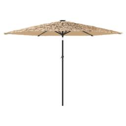 Berkfield Home Garden Parasol with LEDs & Steel Pole Brown 288x288x225 cm in Tan - Size: 288 x 288 x 225 cm - thumbnail 6