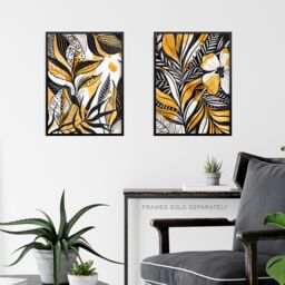 "Artery8 Set of 3 Elegant Gold Black Floral Botanical 12X16"" Wall Art Prints - Size: W12"" x H16""" - thumbnail 6