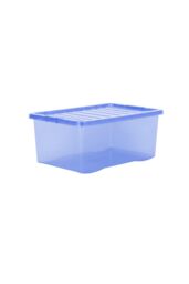 Wham Crystal 5 x 45L Stackable Plastic Storage Boxes with Lids in Blue - thumbnail 2