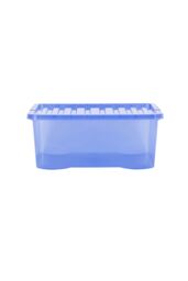 Wham Crystal 5 x 45L Stackable Plastic Storage Boxes with Lids in Blue - thumbnail 3