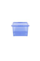 Wham Crystal 5 x 45L Stackable Plastic Storage Boxes with Lids in Blue - thumbnail 4