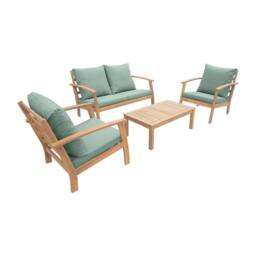 sweeek 4-seater wooden garden sofa set in Brown - thumbnail 2