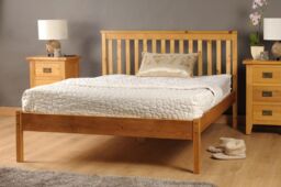 Comfy Living Ltd Low Footend Wooden Bed Frame in Light Brown - Size: Single - thumbnail 1