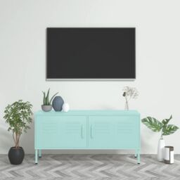 Berkfield Home TV Cabinet Mint 105x35x50 cm Steel in Green - Size: 105 x 35 x 50 cm