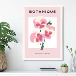 ARTZE Green & Beige Wildflower Flower Market Minimalist Framed Print SIZE: A4 with White Frame - thumbnail 2