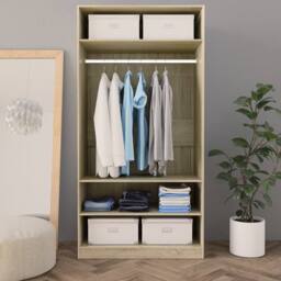 Berkfield Home Wardrobe Sonoma Oak 100x50x200 cm Engineered Wood in Light Tan - Size: 100 x 50 x 200 cm