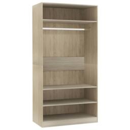 Berkfield Home Wardrobe Sonoma Oak 100x50x200 cm Engineered Wood in Light Tan - Size: 100 x 50 x 200 cm - thumbnail 3