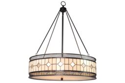 Orsina Diamond Deco Pendant Light, Tiffany Style Pendant With Hand Rolled Glass, Diamond Pattern Hanging Light - thumbnail 4