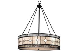 Orsina Diamond Deco Pendant Light, Tiffany Style Pendant With Hand Rolled Glass, Diamond Pattern Hanging Light - thumbnail 1