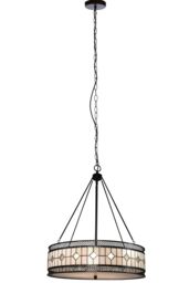 Orsina Diamond Deco Pendant Light, Tiffany Style Pendant With Hand Rolled Glass, Diamond Pattern Hanging Light - thumbnail 3