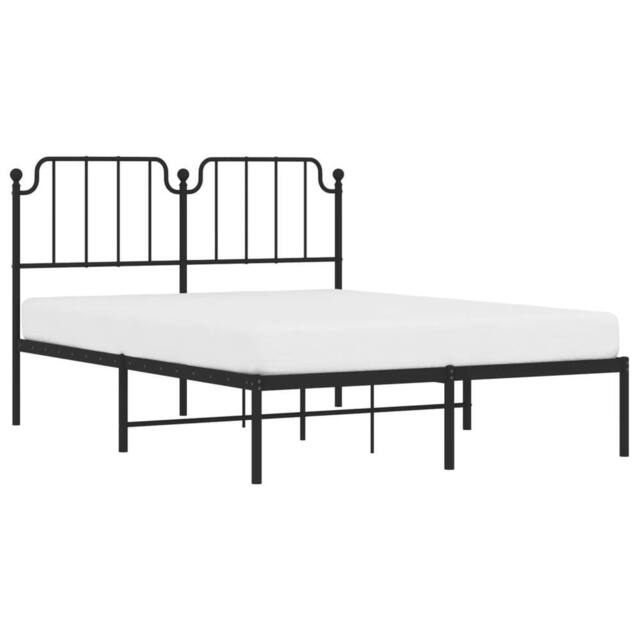 Berkfield Home Metal Bed Frame with Headboard Black 140x190 cm - image 1