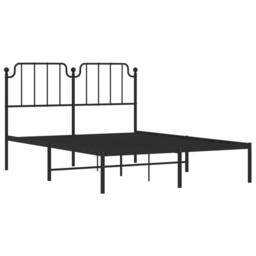 Berkfield Home Metal Bed Frame with Headboard Black 140x190 cm - thumbnail 4