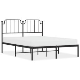 Berkfield Home Metal Bed Frame with Headboard Black 140x190 cm - thumbnail 3