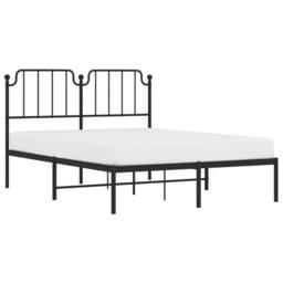 Berkfield Home Metal Bed Frame with Headboard Black 140x190 cm - thumbnail 1
