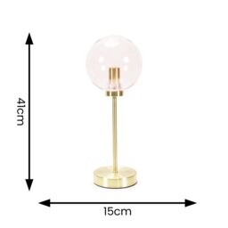 ValueLights Frenchie Pink Tinted Glass Globe Gold Stem Table Lamp - thumbnail 6