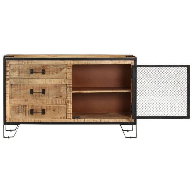 Berkfield Home Sideboard 100x31x60 cm Solid Rough Mango Wood in Brown - Size: 100 x 31 x 60 cm - image 1