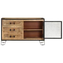 Berkfield Home Sideboard 100x31x60 cm Solid Rough Mango Wood in Brown - Size: 100 x 31 x 60 cm