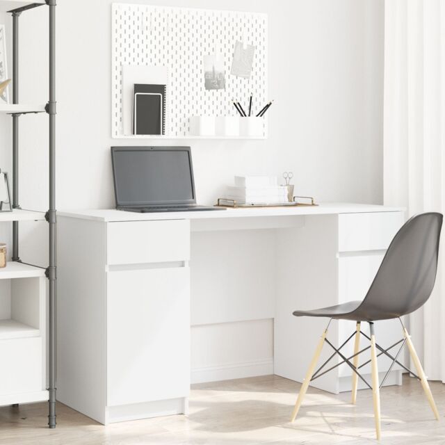 Berkfield Home Desk White 140x49x76 cm Engineered Wood - Size: 140 x 49 x 76 cm - image 1