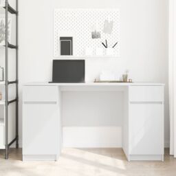 Berkfield Home Desk White 140x49x76 cm Engineered Wood - Size: 140 x 49 x 76 cm - thumbnail 4