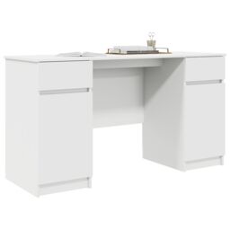 Berkfield Home Desk White 140x49x76 cm Engineered Wood - Size: 140 x 49 x 76 cm - thumbnail 3