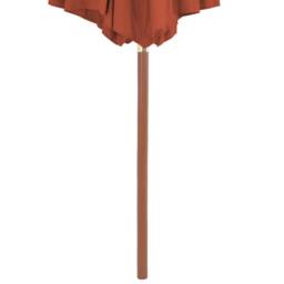 Berkfield Home Outdoor Parasol with Wooden Pole 300 cm Terracotta in Brown - thumbnail 4