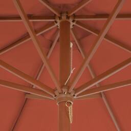 Berkfield Home Outdoor Parasol with Wooden Pole 300 cm Terracotta in Brown - thumbnail 5