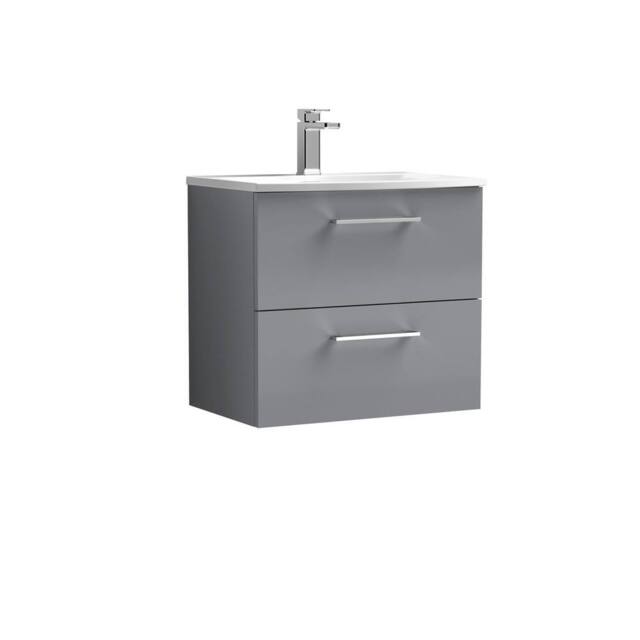 Balterley Bathroom Wall Hung 2 Soft Close Drawer Vanity Unit, Satin Grey, 600mm in Grey - image 1