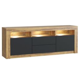 Mex Furniture LTD TV Unit with LED Lights - Matt Drawers & Doors / 160cm in Brown - thumbnail 1