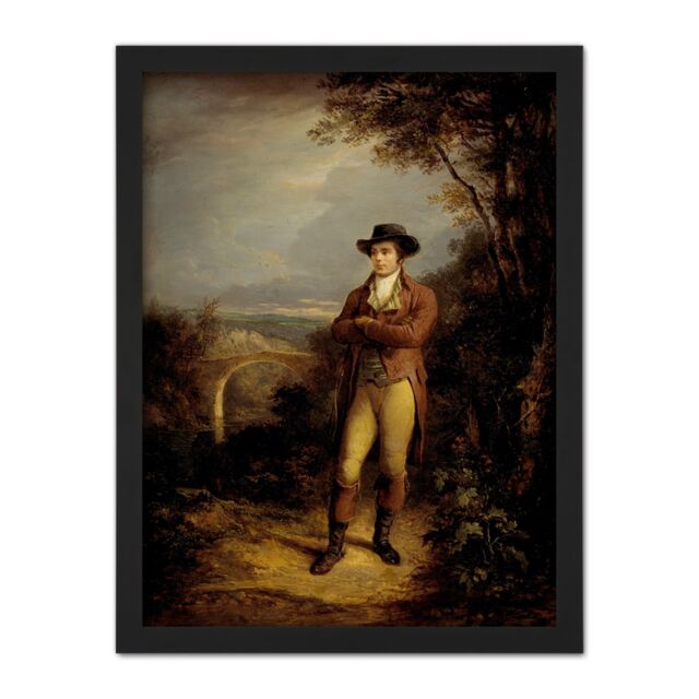 "Artery8 Wall Art Print Nasmyth Robert Burns Scottish Poet Large Framed Wall Décor Art in Brown - Size: W18"" x H24""" - image 1